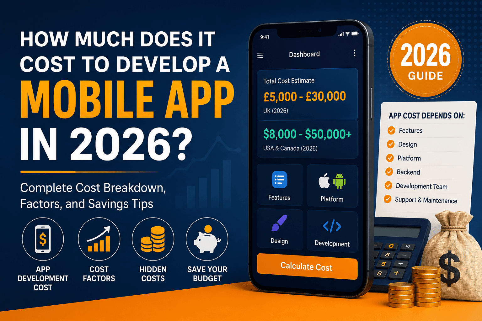 Mobile app development cost 2026 guide with app pricing factors and budget tips