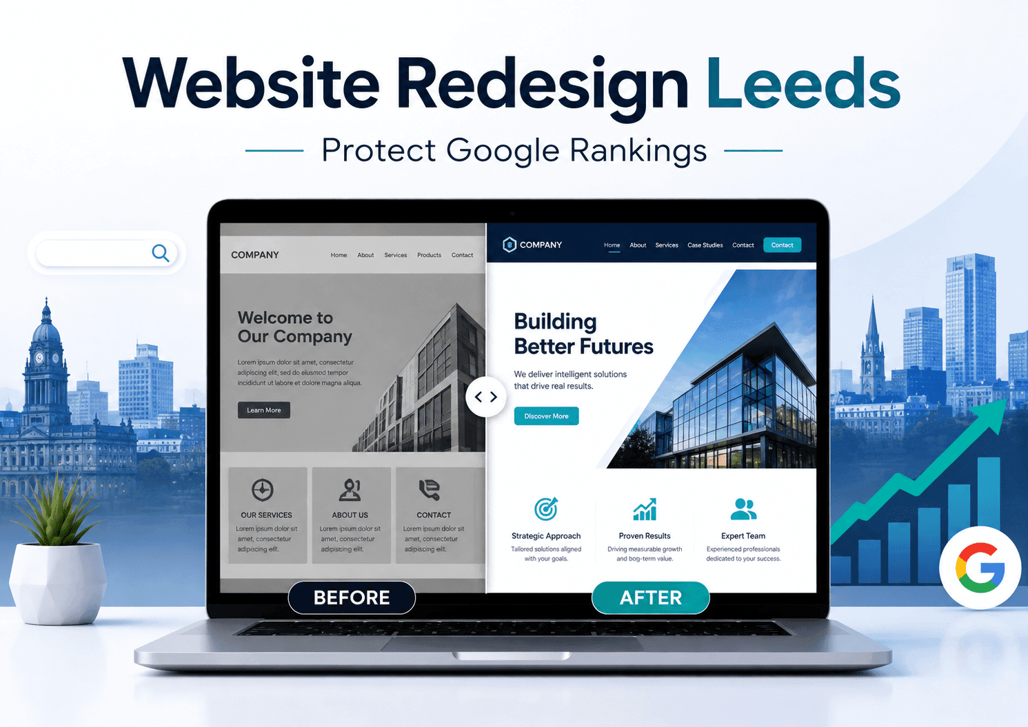 Corporate website redesign Leeds guide to protect Google rankings