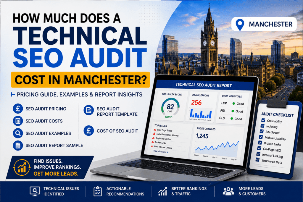 Technical SEO audit Manchester cost guide with seo audit pricing, seo audit costs and report sample