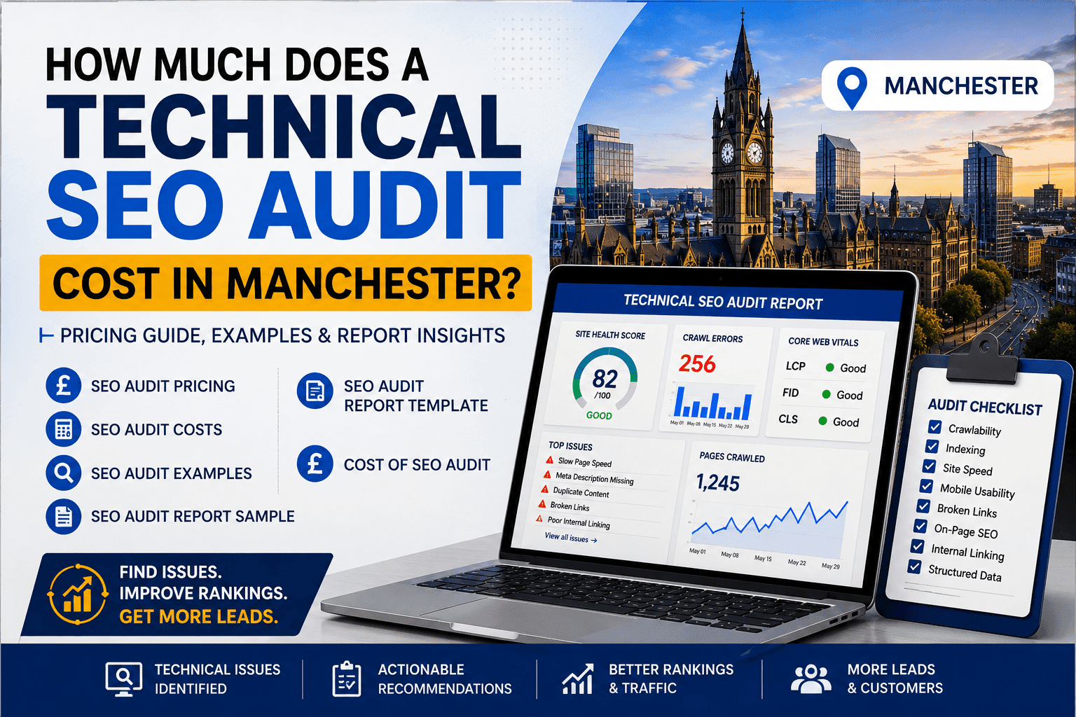 Technical SEO audit Manchester cost guide with seo audit pricing, seo audit costs and report sample